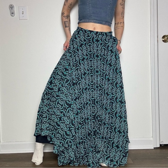 Laundry by Shelli Segal Green Print Maxi Skirt Size 4 - Picture 2 of 4